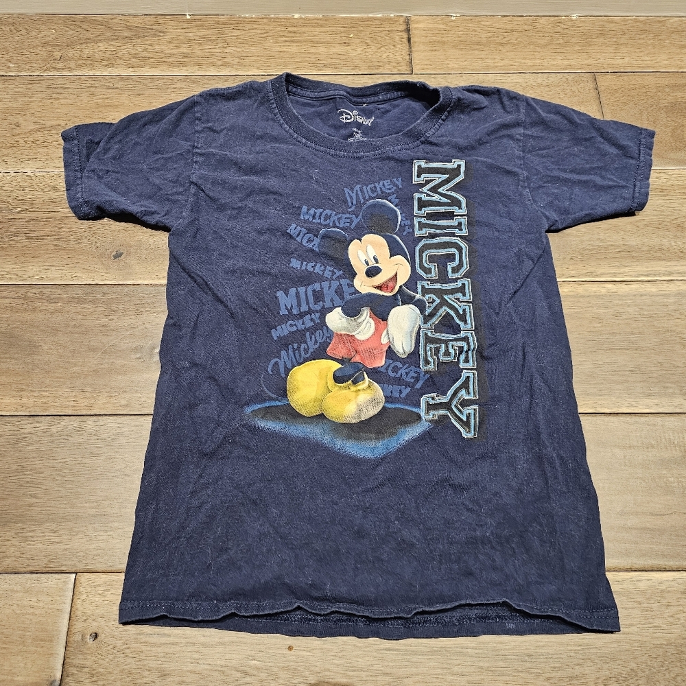 Mickey Mouse Navy Blue T-Shirt Size 4β5Y Small Tear Back
